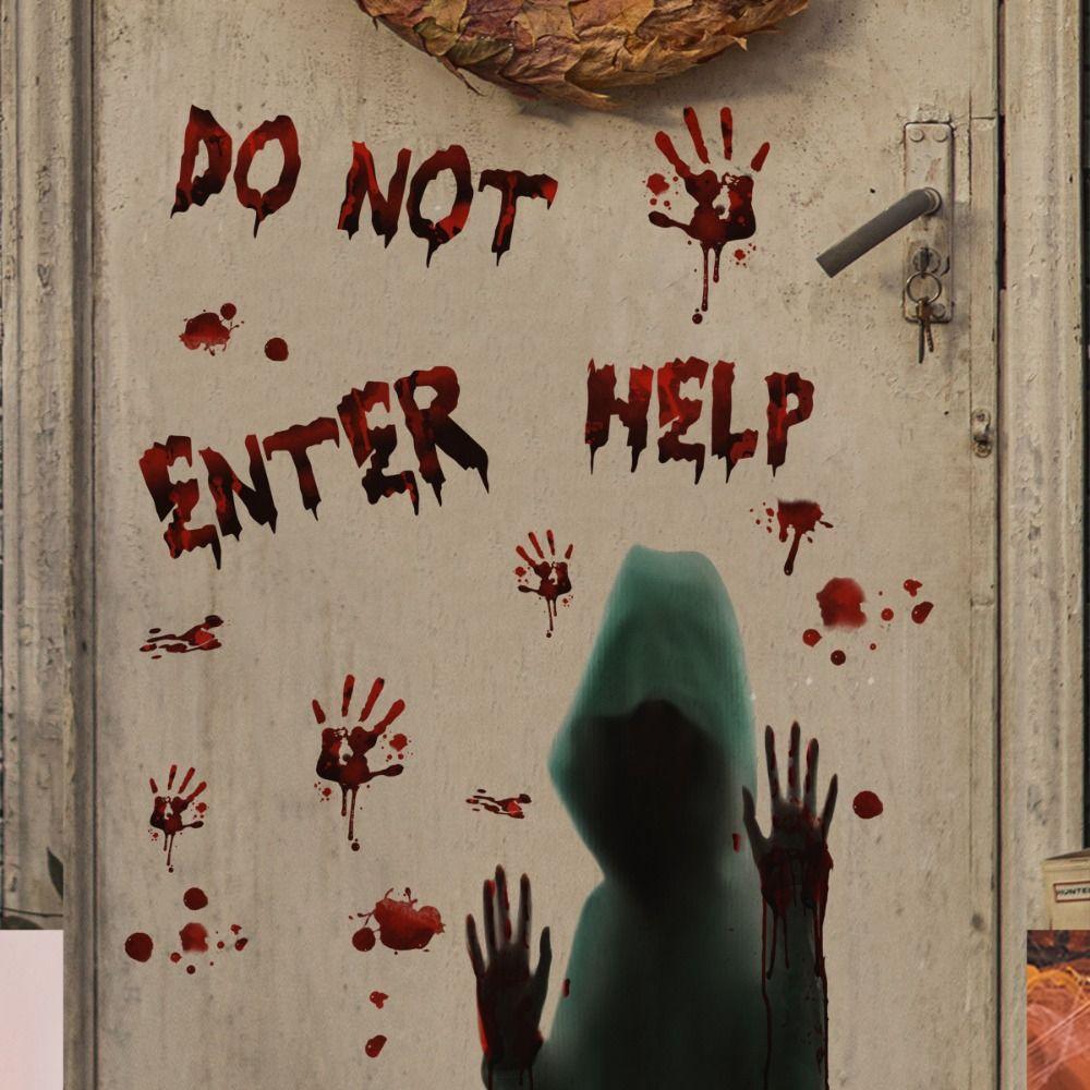 Self-paste Ghost Wall Sticker Waterproof Bloody Hand Decal  Halloween