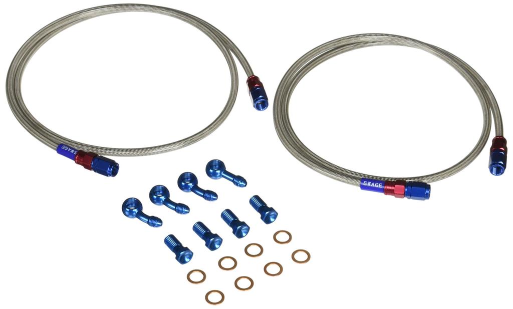 SWAGE LINE Rear Brake Hose Aluminum Clear for VFR800ABS SAR158 Kit, (Red/Blue), Hose, 06-07