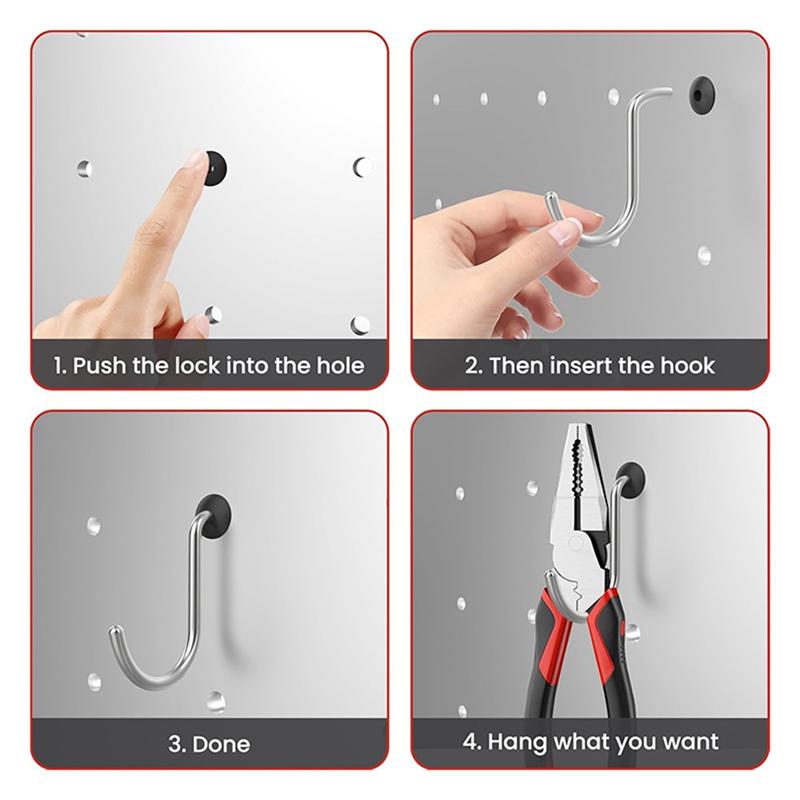 

HHO-For Stopping Hooks From Falling Off–For 100Pcs Pegboard Hook Locks, Peg Board Stoppers Fit For 1/4 Inch Peg Board
