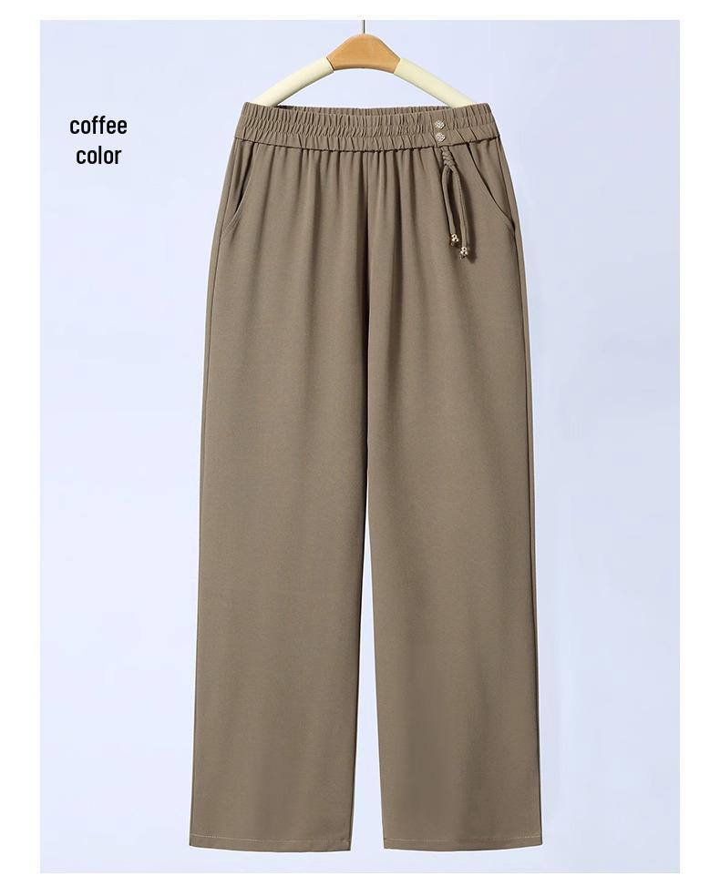 Summer 2026 Mom's Wide-Leg Drape Pants - Lightweight, Loose, Straight-Leg for Middle-Aged and Elderly Women