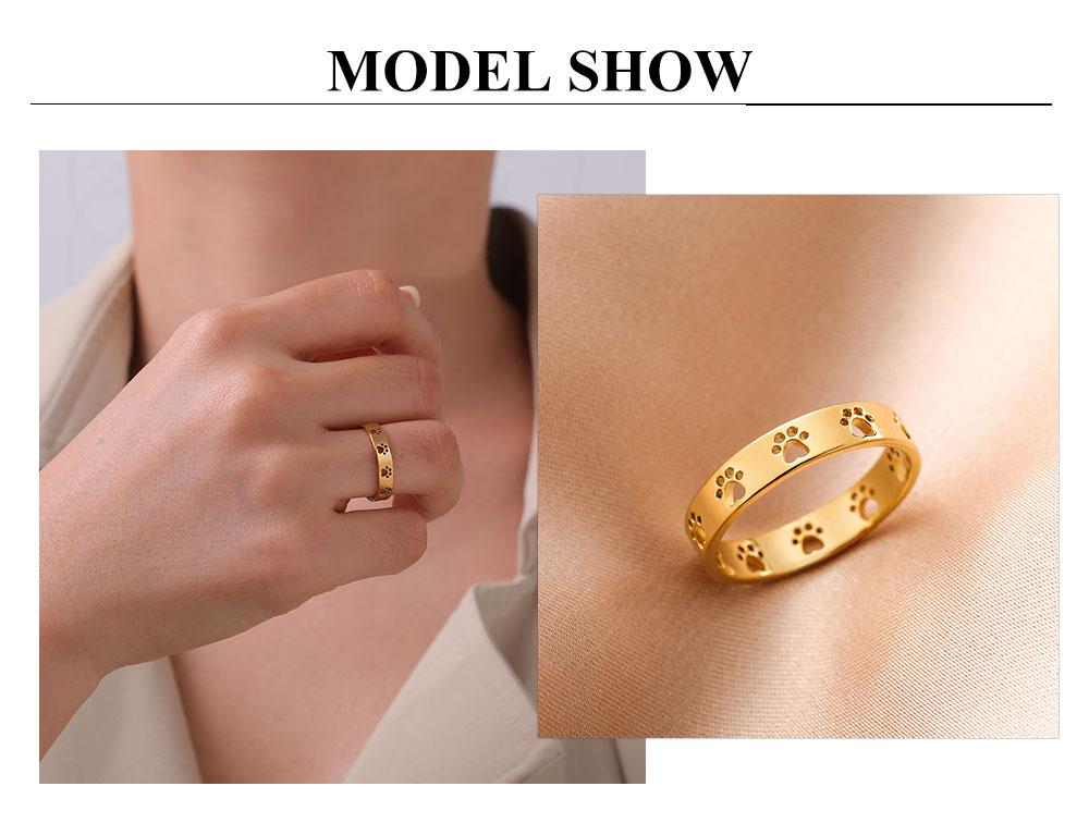 Cazador Stainless Steel Cat Dog Paw Rings for Women Gold Color Animal Pet Footprint Ring Jewelry Valentine Gift Wholesale 2026