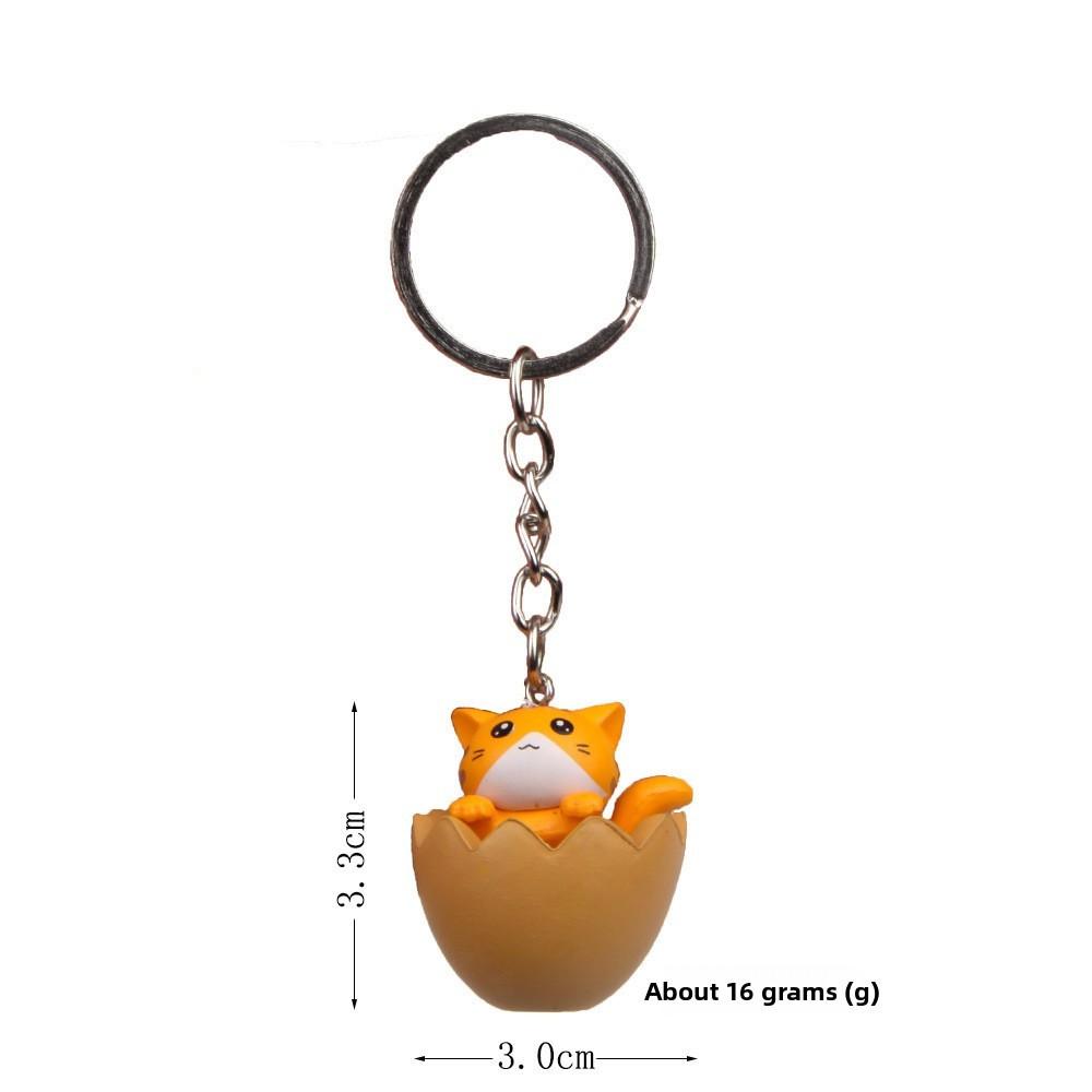Adorable Eggshell Cartoon Cat Resin Pendants Keychain For Gifts Children