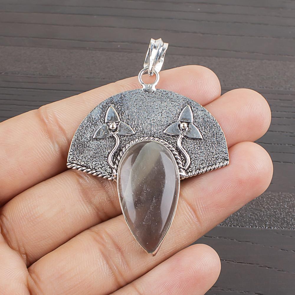 Натуральный Мультифлюорит Драгоценный Камень 925 Пробы Стерлингового Серебра Дизайнерский Кулон 2  AJP-2016