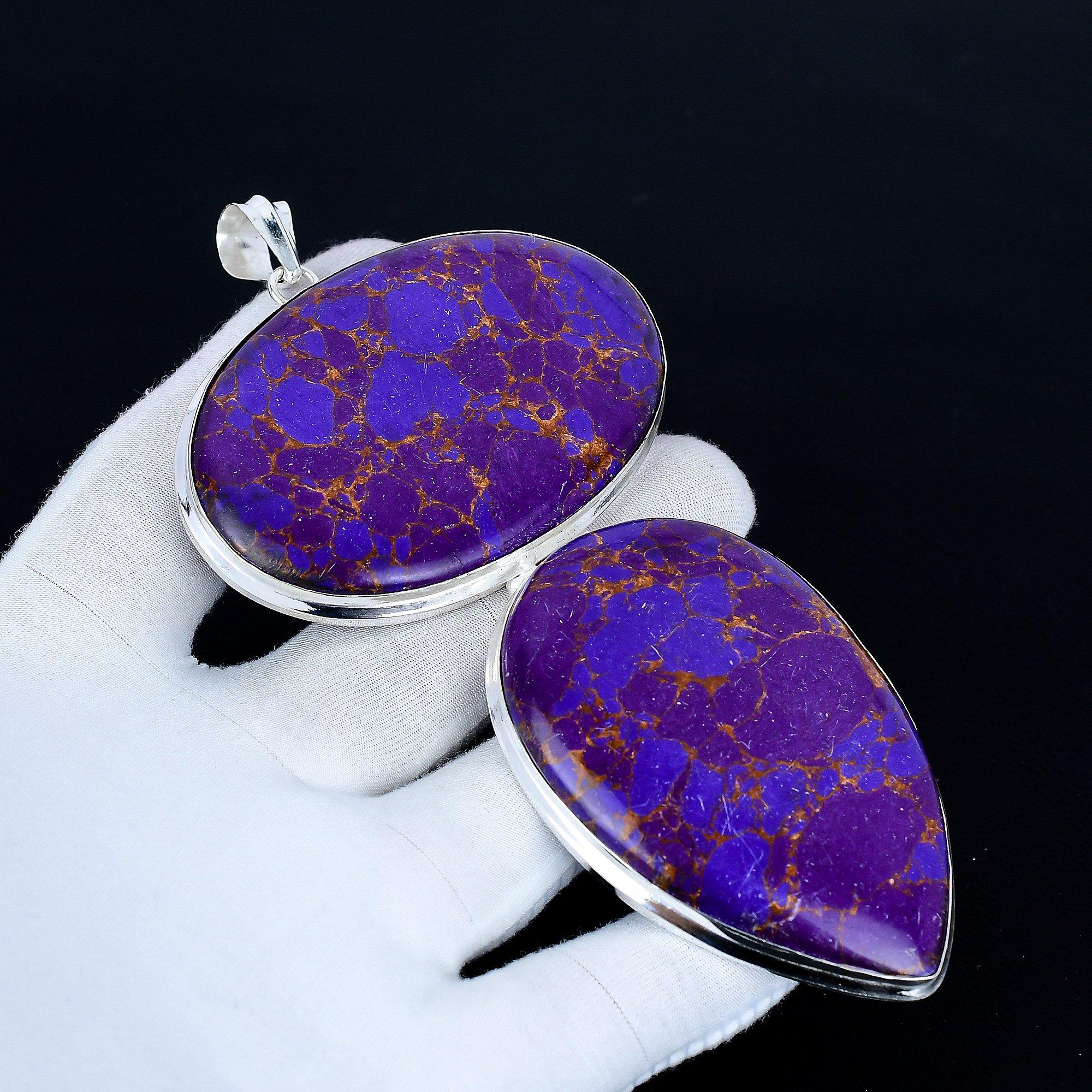 

Purple Copper Turquoise Pendant, 925 Sterling Silver Handmade Jewelry, Turquoise Silver Pendant, Party Wear Jewelry For Women s, Pendant Gift For Mom 10 Cm фиолетовый