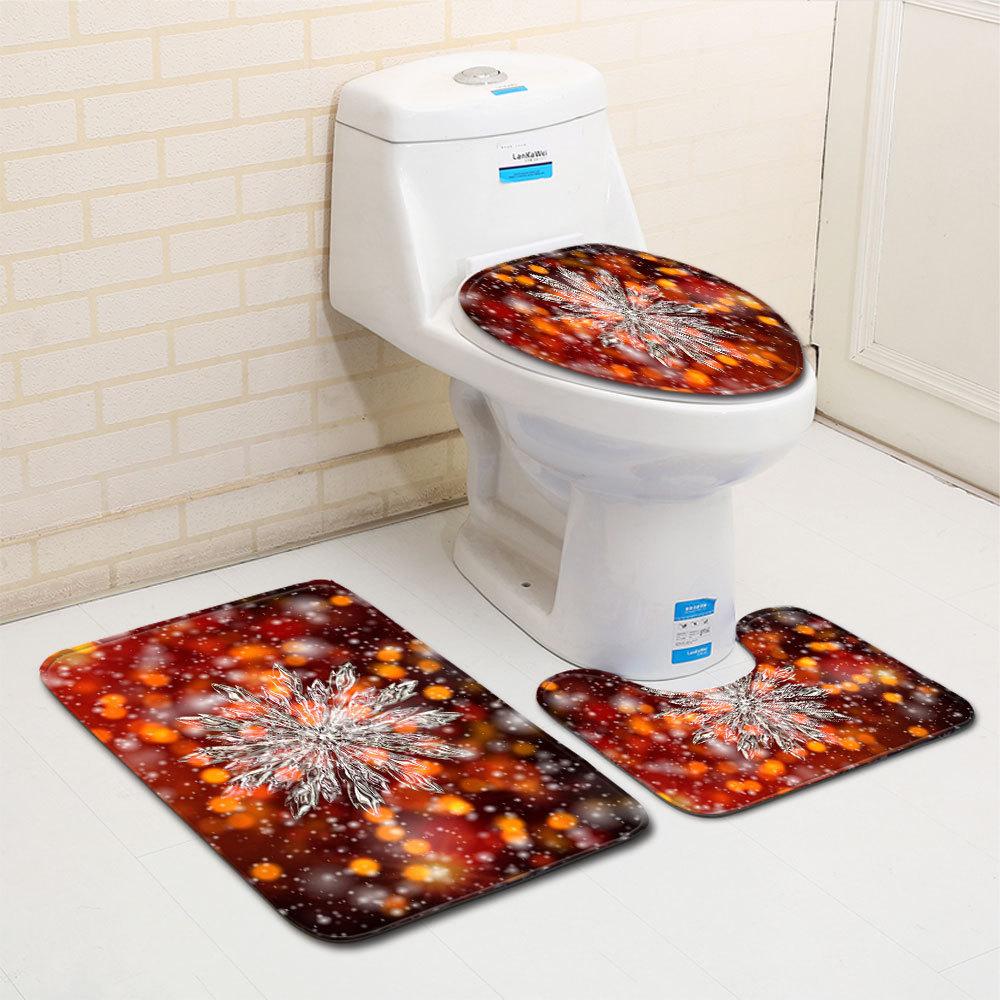Christmas Bathroom Floor Mat Toilet Three-Piece Set