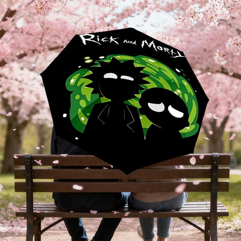 1PC Warner Rick and Morty Automatic Open/Close Umbrella with Windproof, 93-Rib Sturdy Canopy, Durable Ribs1310A
