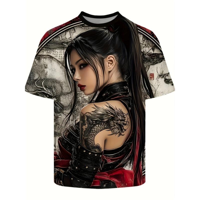 Men's 3D Phoenix Printed T-shirt - Unique Street Style Short Sleeve Top with Vibrant Flame Pattern