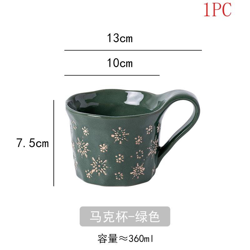 

Рождественская серия Посуда Рельефная тарелка Тарелка для говядины и западной кухни Креативная и простая керамическая десертная миска Кружка