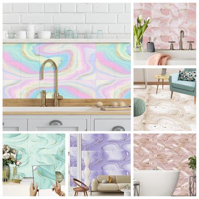 10 stuks grijs wit kleurrijke marmeren tegels sticker keuken kledingkast badkamer interieur zelfklevende kristal harde film kunst muurstickers