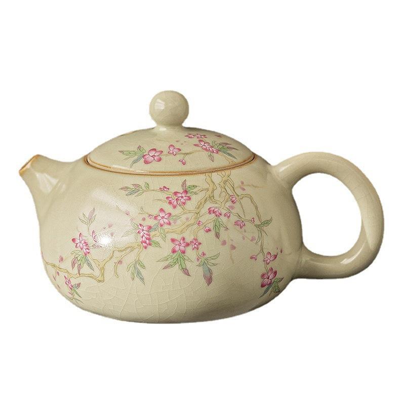 Beige Ru Kiln Xishi Teapot Teacup Kung Fu Tea Set Single Pot Home Ceramic Tea Maker Tea Pot