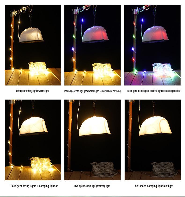 Stepless Dimming Multi-functional Camping Lantern with Pull-string Lights and Long Battery Life for Outdoor Tents