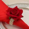 6pcs Artificial Rose Flower Towel Buckle with Rope Table Decoration Napkin Ring  Valentine's Day