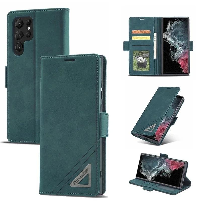 Luxury PU Leather Flip Wallet Phone Case For Samsung S25 Ultra S24 S23 S22 S21 S20 S10 Plus Shockproof Cover For Note 20 Ultra