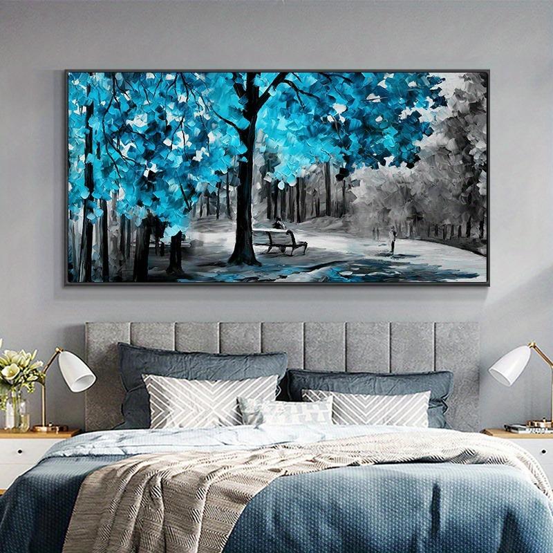 Modern Abstract Blue Leaves Oil Painting Print On Canvas Nordic Poster Wall Art Picture For Living Room Home Decor