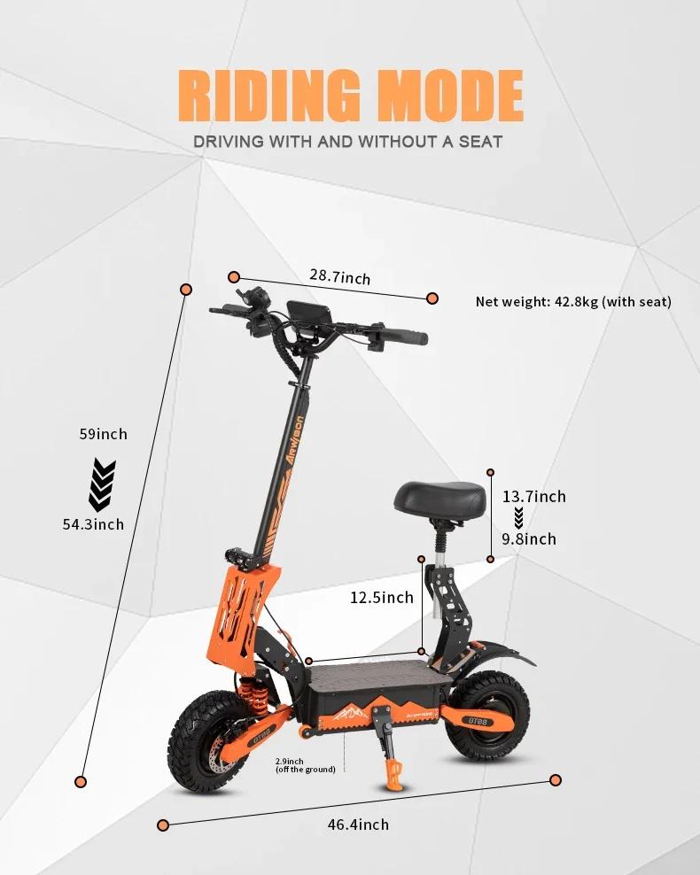 ARWIBON GT08 Electric Scooter For Adult 5600W Motor 60V 27AH E-Scooter 11 Inch Vacuum Off-Road Tires Off-Road Escooter
