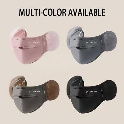 2-in-1 Winter Warm Face and Ear Protection, Breathable Elastic Anti-Cold Mask with Earmuffs, Windproof Cycling Flannel Mask, Solid Color Thick Shield