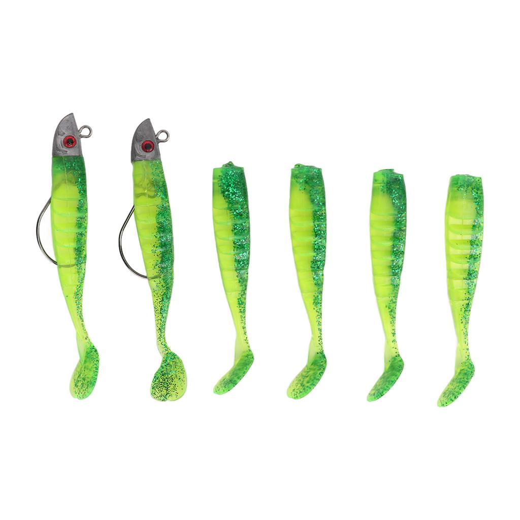 2 Sets Silicone Artificial Fishing Bait Soft Fishing Lure for Saltwater FreshwaterOil Green