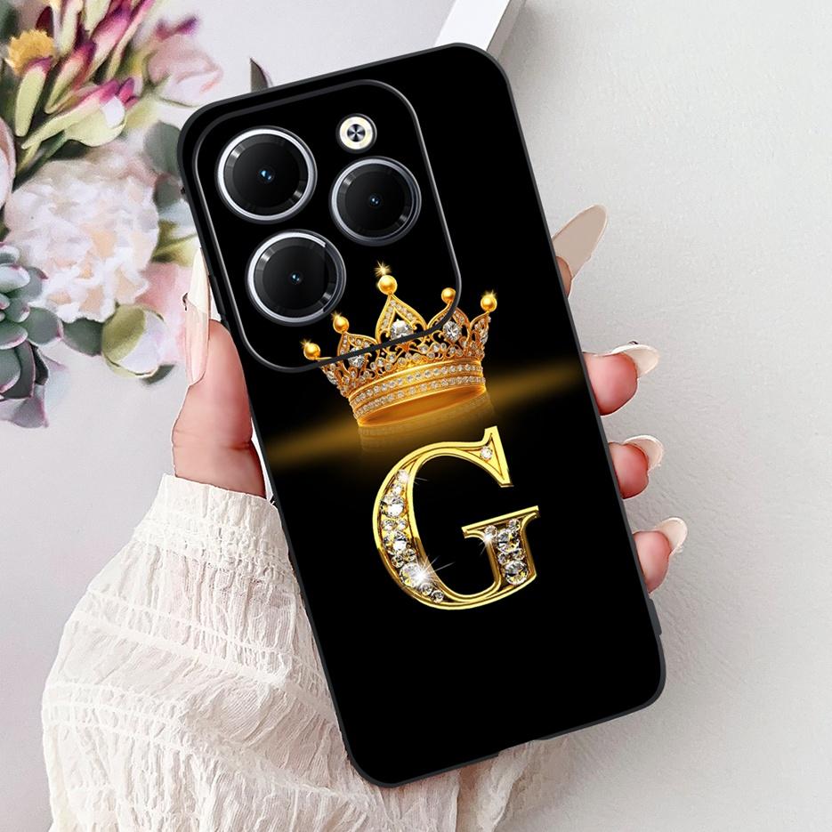 Pro pouzdro Infinix Hot 40 Pro X6837 Luxusní kryt s písmeny a korunkou Měkké silikonové pouzdro na telefon Pro Infinix Hot 40i Hot40 Pro Hot40i