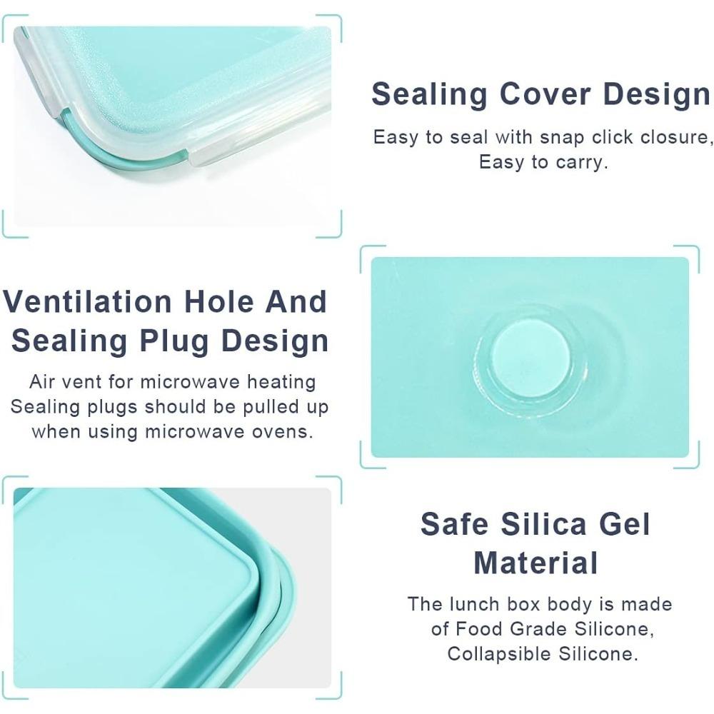 Foldable Silicone Lunch Box Rectangular Bowl with Lids Food Storage Containers Fruit Preservation Boxes Refrigerator Storage Box