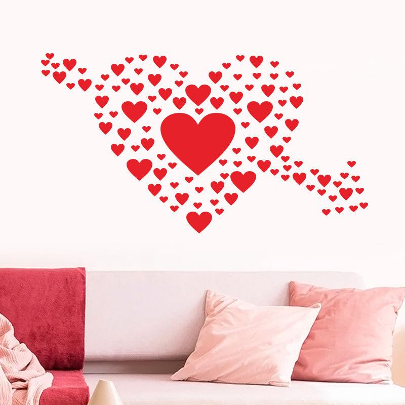 Reusable Red Heart Window & Wall Stickers-Glossy PVC Removable Decals,Multi-Surface-Valentine's Day, Wedding, Party Decorations