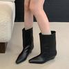 Fashion Liyke 2025 Autumn Winter Soft Cozy Leather Pointed Toe Ankle Boots For Women Wedge High Heels Chelsea Shoes Short Booties Mujer