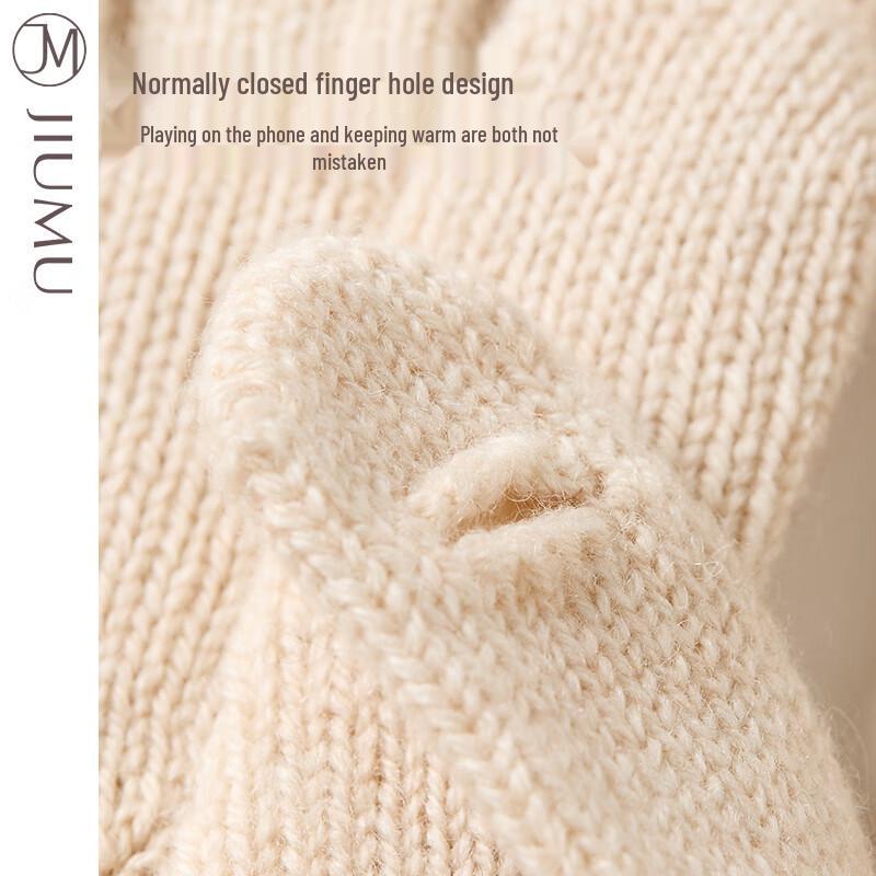 JIUMU Women's Autumn/Winter Pure Wool Touchscreen Knitted Gloves