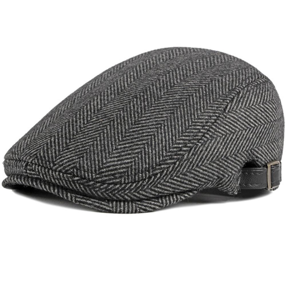 

HT4979 Mens Berets Women Thick Warm Striped Autumn Winter Hat Artist Painter Adjustable Ivy Flat Cap Male Female Wool Beret Cap 55-60cm Adjustable