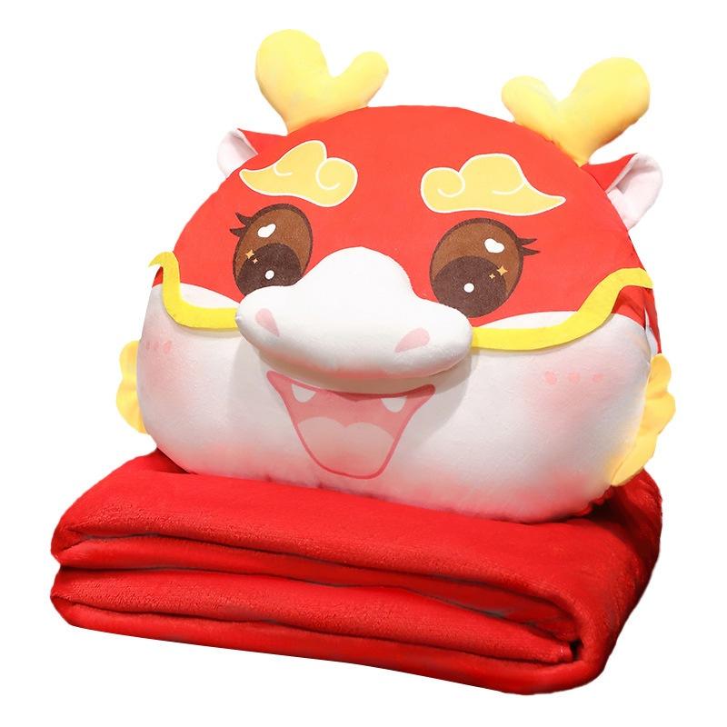 Adorable Dragon Year Cartoon Plush Pillow Blanket Three Uses In One!