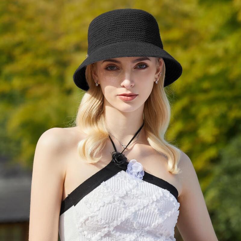 JIAOXIU Вязаная крючком шляпа-ведро в стиле Muji для женщин One Size