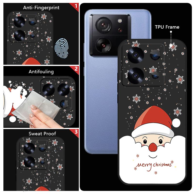 Cute Santa Claus Printed Lanyard Phone Case For Xiaomi Redmi Note 14 13 12 Pro Note 13 14 Pro Plus 5G 13 13C 4G 11 10 Pro Soft Silicone Cover