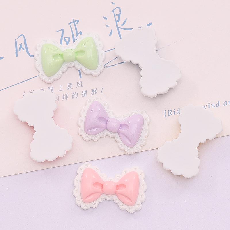 10 Pcs New Lovely Mixed Color Cartoon Bow Resin Scrapbook Diy Jewellery Hairpin Accessories Decorate Workmanship A66