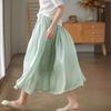 Mid-length Skirt with Watery Yarn and Wrinkled Pleated Skirt Covering The Strap To Make It Look Slim and Elastic Waist A-line Skirt