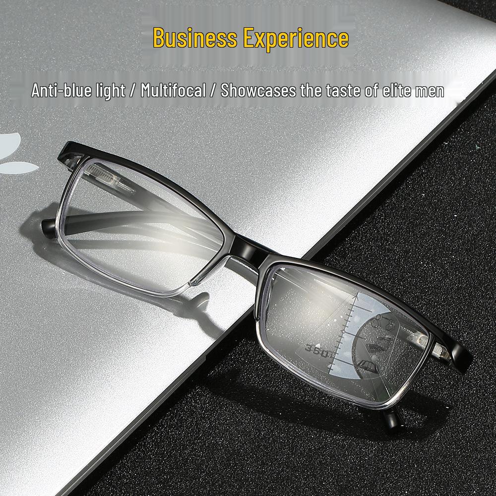 Progressive Multifocal Reading Glasses: Anti-Blue Light, PC Frame, High-Volume, Suitable for Distance & Near Use
