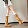 Inner height increase, soft fold and thin medium boots, children's autumn new round head buckle belt, western cowboy boots