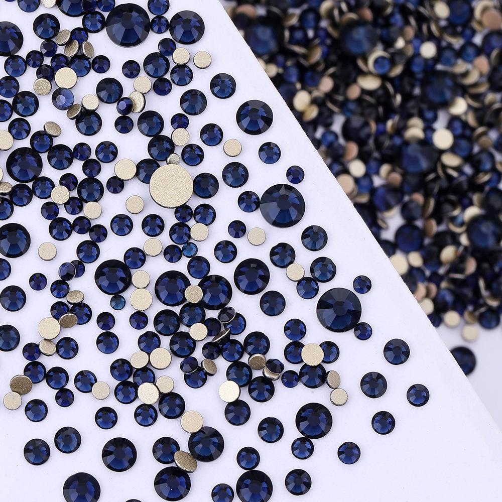 Pujiang Nail Art Strass Goldener Boden Gemischte Größe Flachboden Diamant Ungefähr 1440 Glas Aufkleber Diamanten Farbige Kleine Runde Diamanten