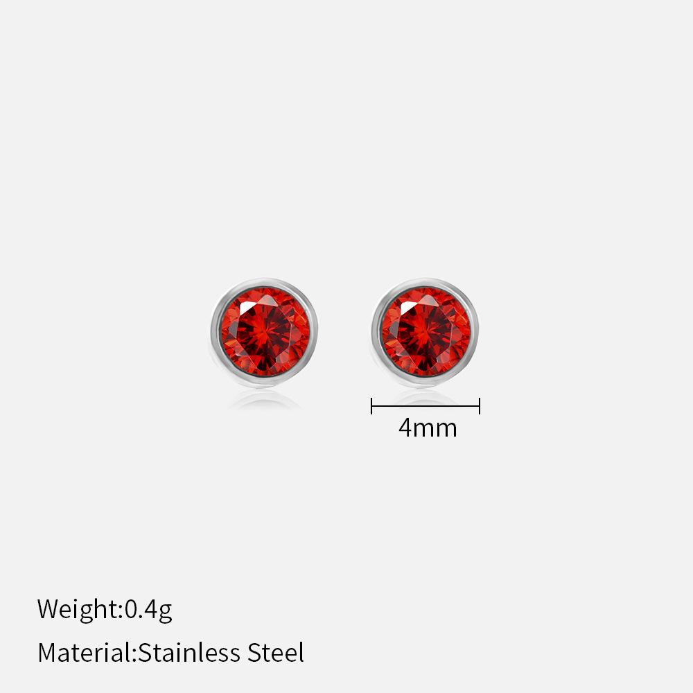 Simple Crystal Stud Earrings Fashion Women December Birthstone Colorful Diamond Earrings for Girls Gift