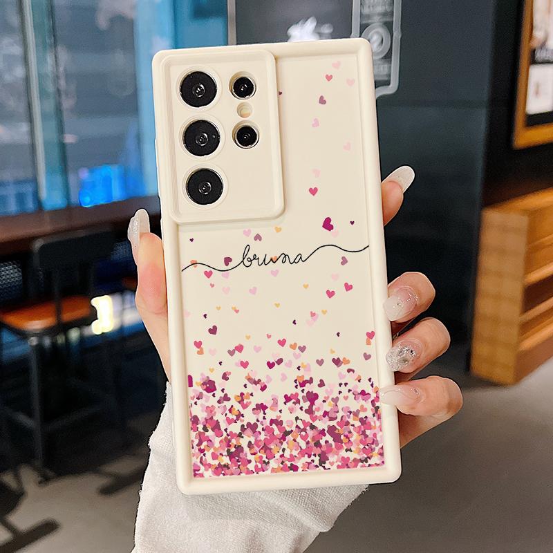 Para Samsung S24 FE S23 Plus S22 Ultra S21 FE S20 A54 A52 A34 A15 A14 Capa de telefone Little Love Heart Pattern Silicone macio à prova de choque