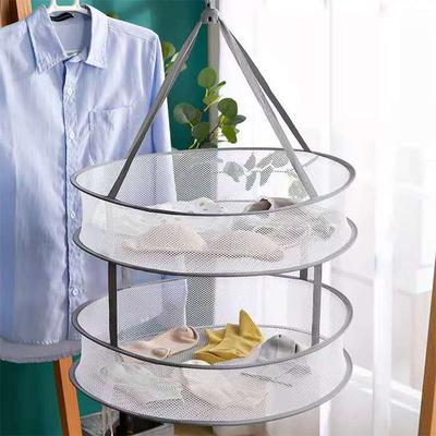 1pc Single Double Layers Drying Rack Bag Foldable Clothes Drying Net Polyester Fiber Net Basket, Hanging Net Pocket for Drying Socks