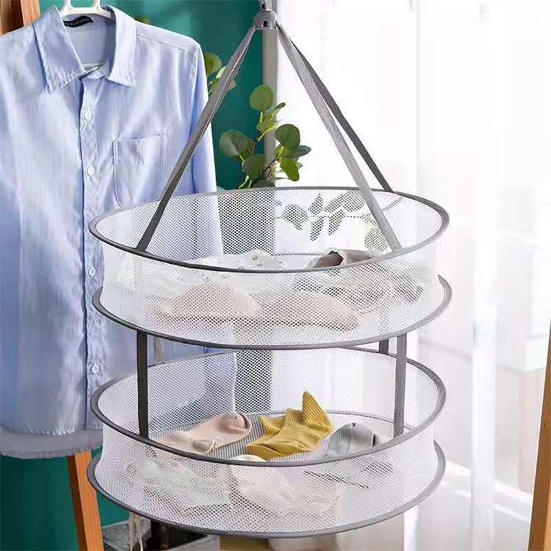

1pc Single Double Layers Drying Rack Bag Foldable Clothes Drying Net Polyester Fiber Net Basket, Hanging Net Pocket for Drying Socks Small Single layer