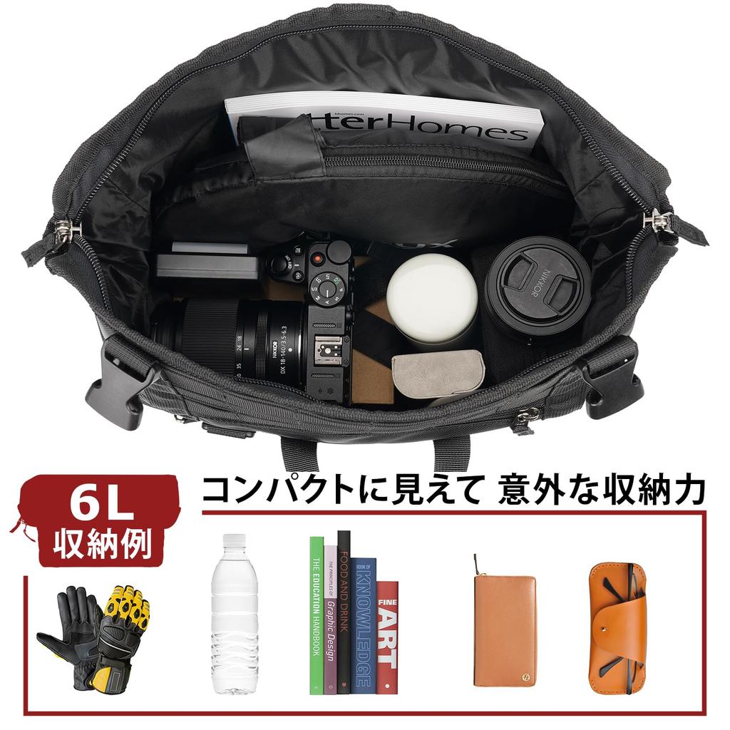 MountNomad Motorcycle Side 6L Large Muffler 1680 Denier Polyester Double Waterproof IPX6 Versatile Suitable for Touring and Outdoor Black Bag,