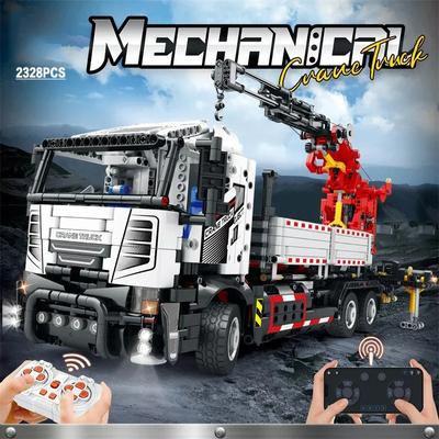 Crane Truck Building Blocks Remote Control Engineering Vehicle Car Bricks Kids Toys Birthday Gifts