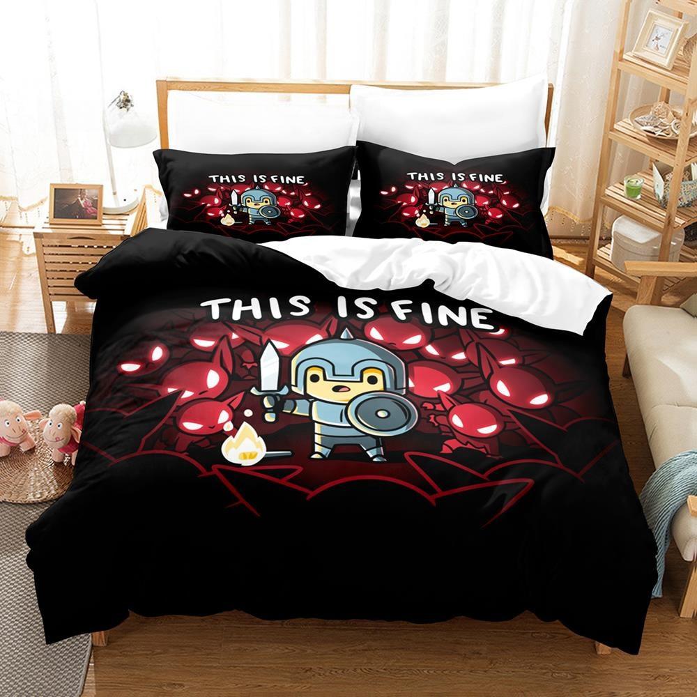 3D Anime Bed Sheet Sets This Is Fine Dog Bedding Set Single Twin Full Queen King Size Bed Set Adult Kid Bedroom Duvet Cover Sets
