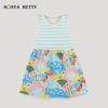 Summer Kids' Cotton Knit Cartoon Print Dress - European & American Style Princess Outfit