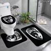 Genoa CFC 3pcs Pattern Flannel Nonslip Absorbent Washable Decorative Bathroom Home Toilet Seat Cover Mat Set