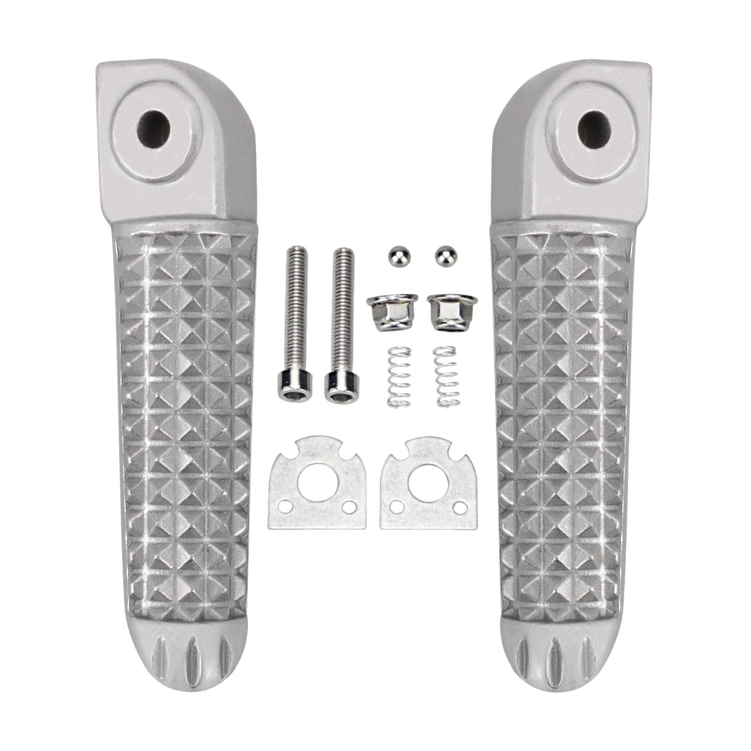 Front Rear Foot pegs Motorcycle Footrest Racing Rider Passenger Pedal Aluminum For YAMAHA YZF-R1 R1 LE R1M R1S YZF-R6 VMX1700 GP Rear Footpeg Silver