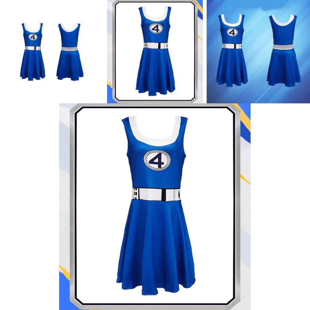 Fantastic Four Invisible Woman Costume For Halloween Cosplay With Milk Silk Fabric For Teens