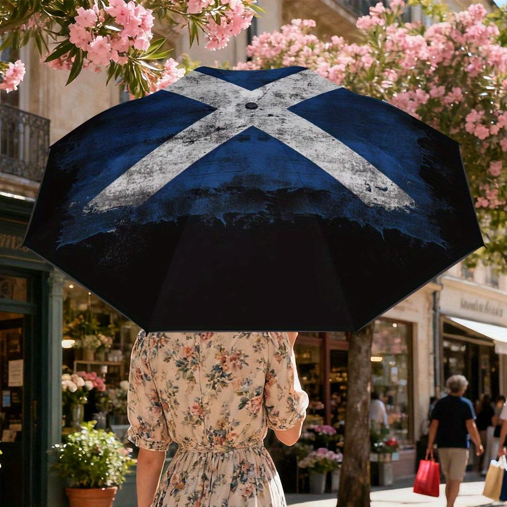 1pz Orgoglio Scozzese Bandiera della Scozia Ombrello Automatico con Design Saltire - Apertura/Chiusura Automatica, Telaio Robusto a 8 Stecche, Leggero