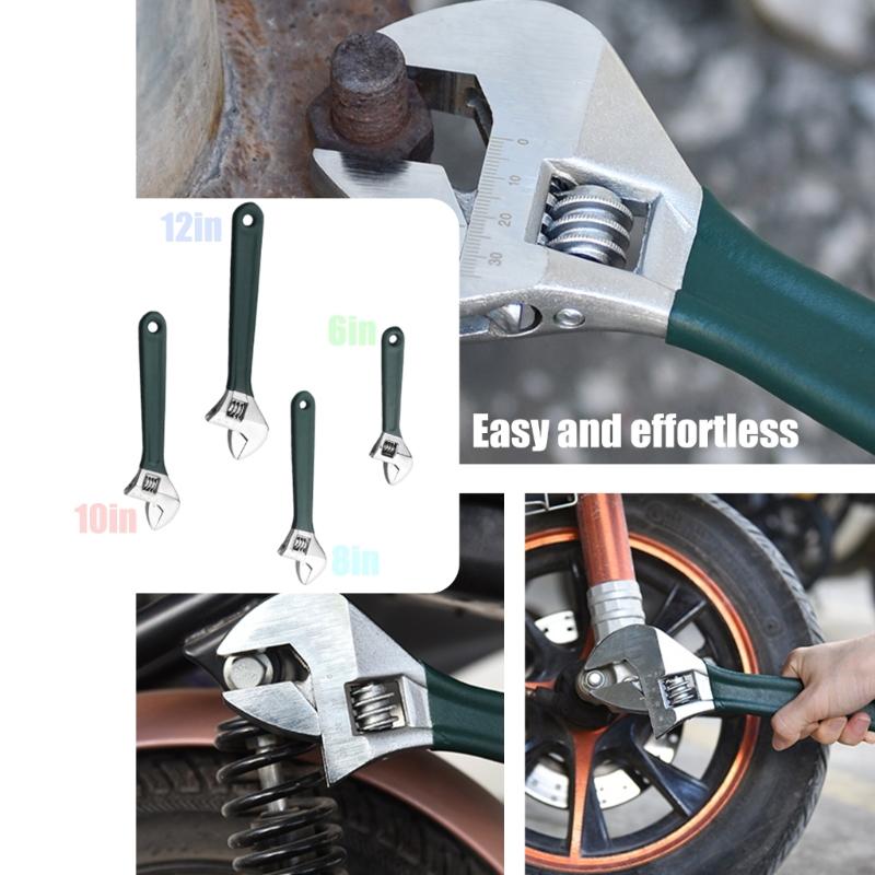 6/8/10/12inch Adjustable Wrench Professional Shifters Spanner with Wide Calibers Opening for Household