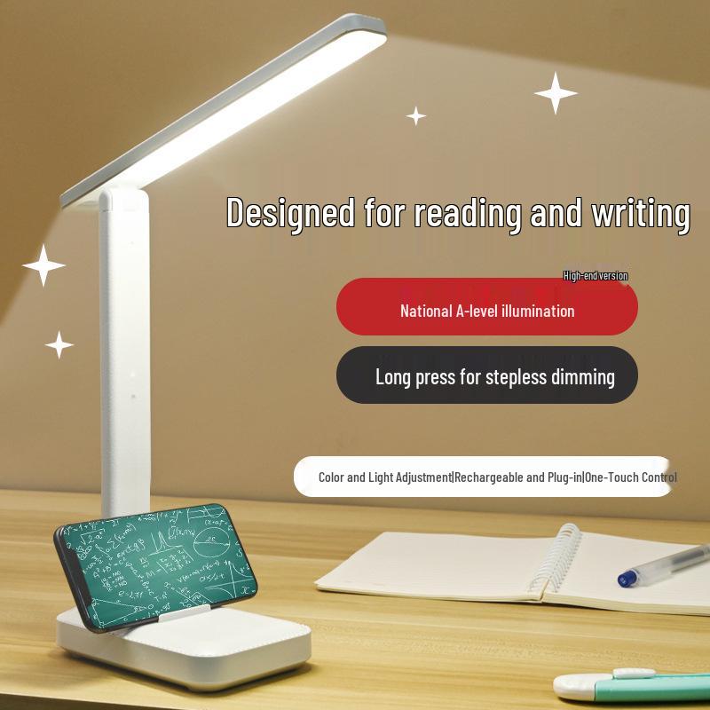 Eye-Protecting LED Desk Lamp with Touch Dimming and Color Change, Rechargeable for Dorms, Bedrooms, or Study Rooms.