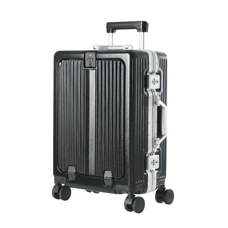 Yongsheng Women's Aluminum Frame Suitcase: 20-inch Anti-Fall Travel Case & 24-inch Front-Opening PC Trolley